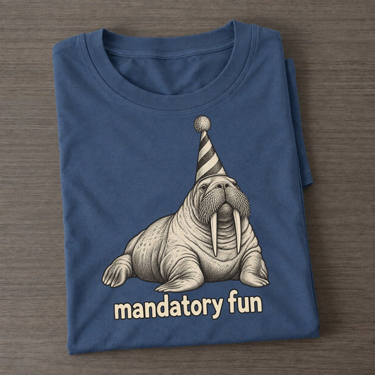 Walrus Mandatory Fun Unbothered Creatures Classic T-shirt – Twilight Navy