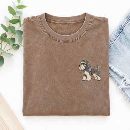 Schnauzer Beard Turn Keepsake Emblem Left Chest Vintage T-shirt – Brown