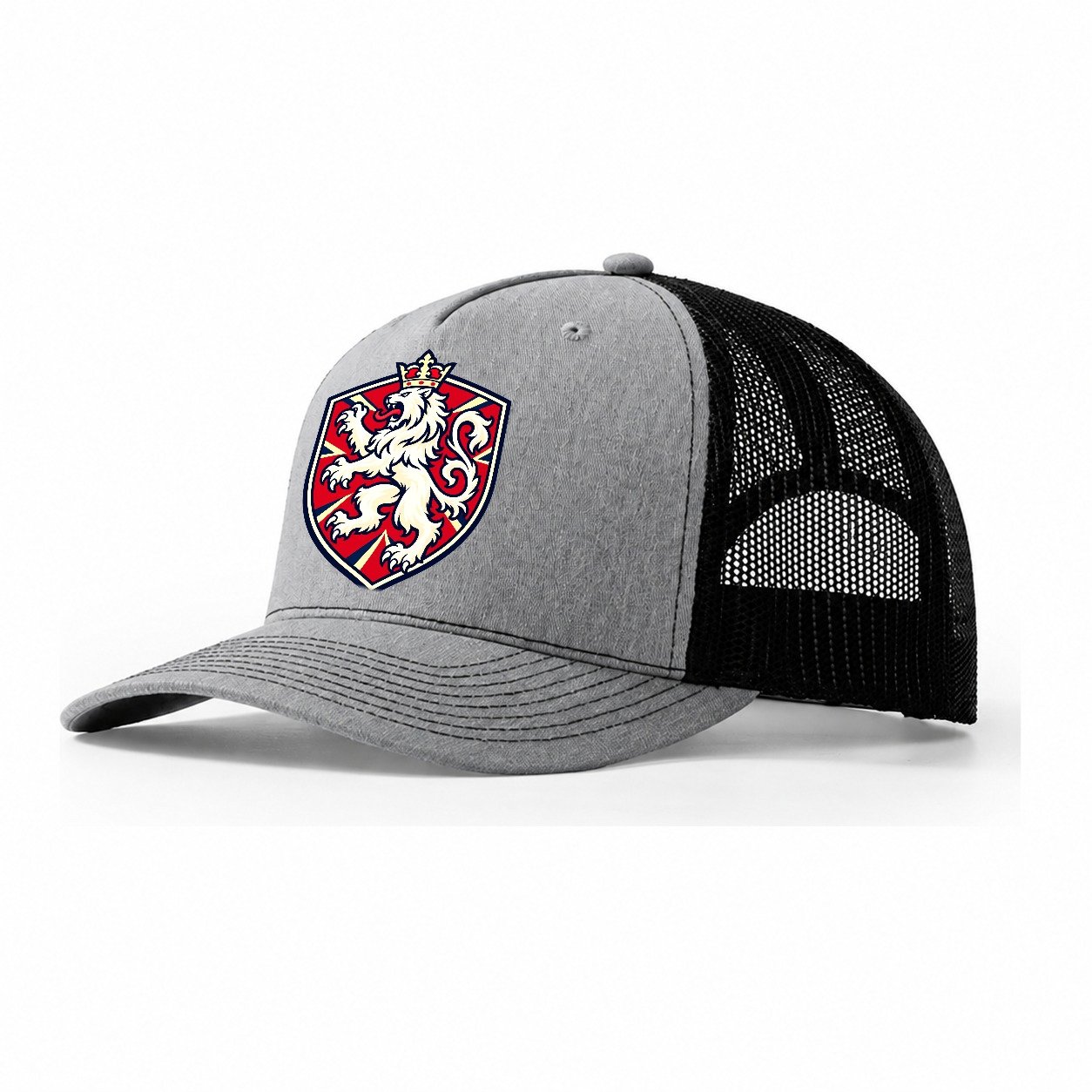 United Kingdom Minimal Emblem Country Logos Trucker Hat – Sport Grey Black