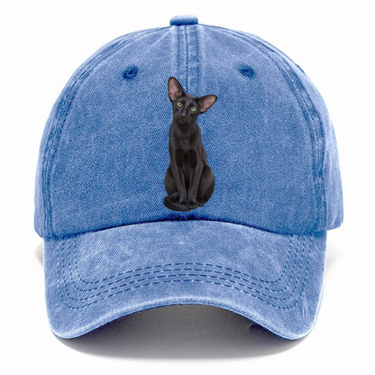 Oriental Shorthair Seated Portrait Realistic Cat Portrait Classic Cap – Summer Sky