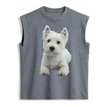 West Highland White Terrier Vintage Washed Tank – Grey