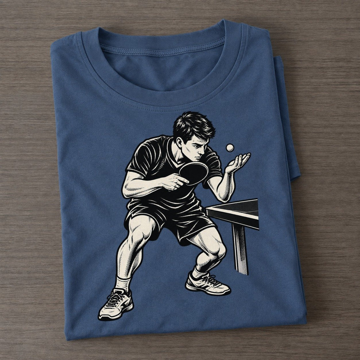 Table Tennis Low Toss Serve Global Sports Ink Figures Classic T-shirt – Twilight Navy