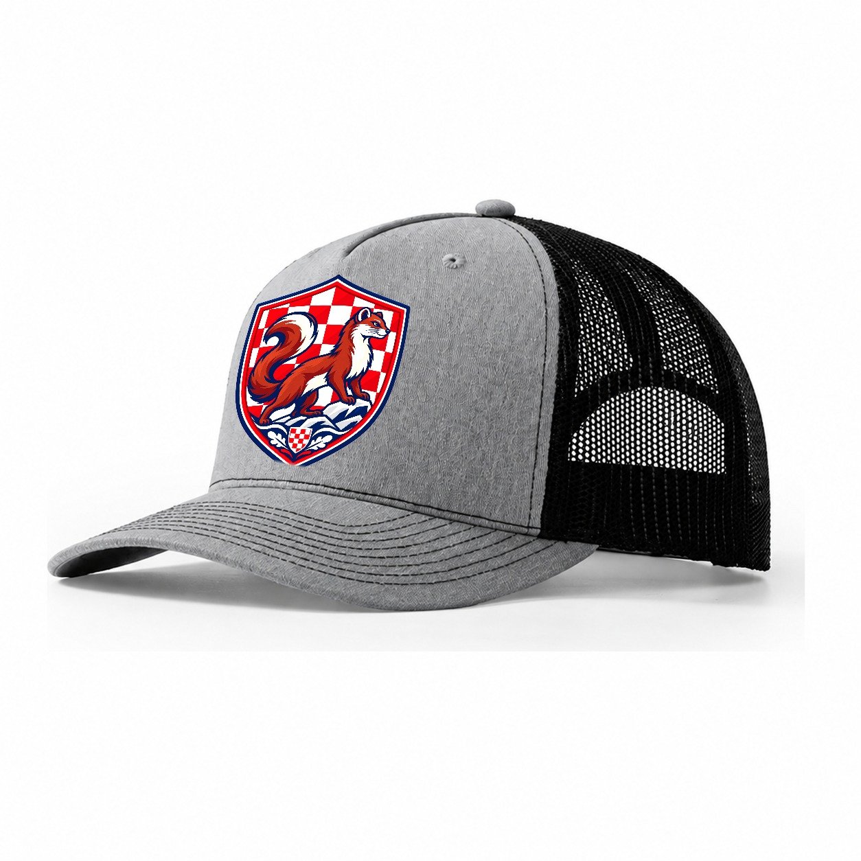 Croatia Minimal Emblem Country Logos Trucker Hat – Sport Grey Black