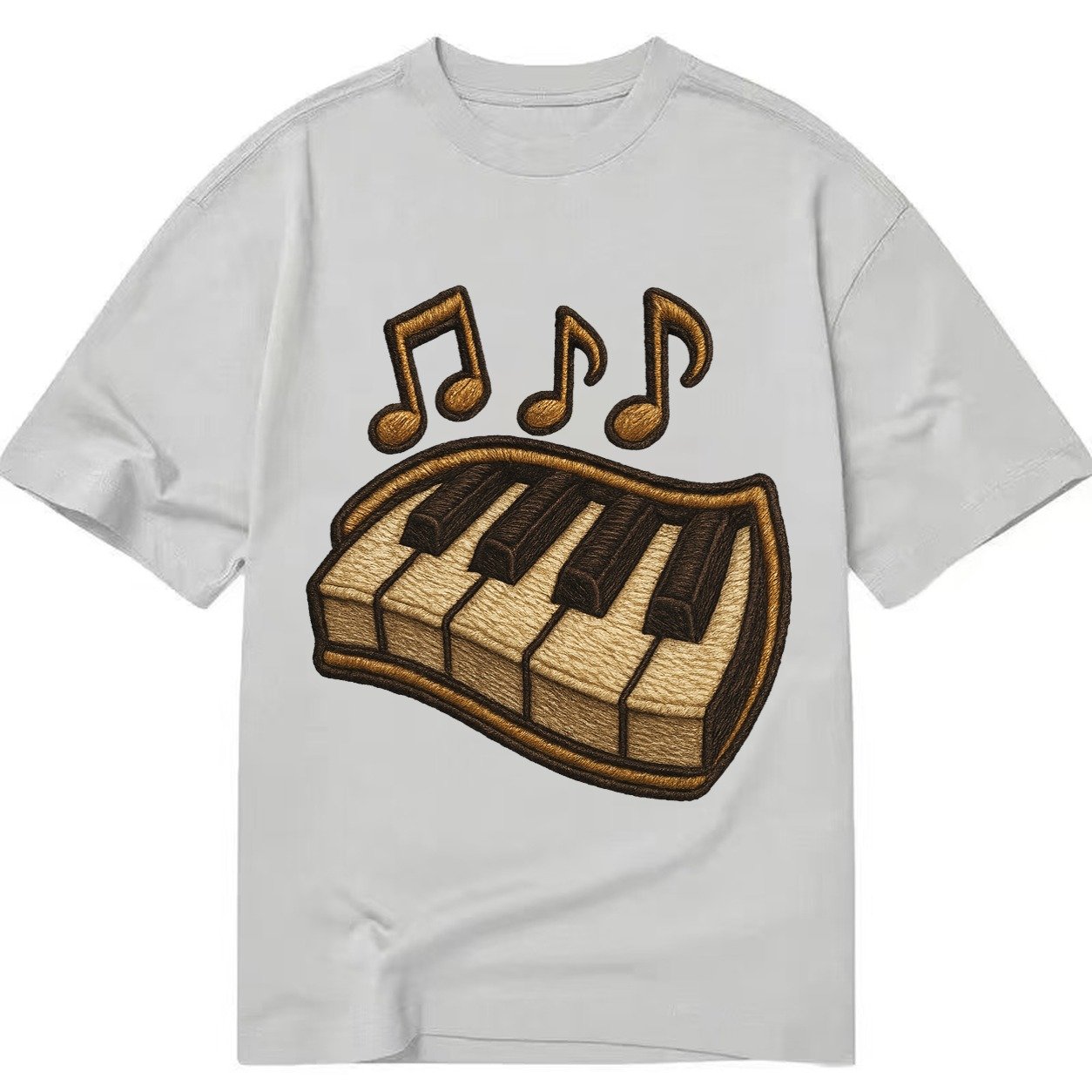 Piano Keys Ivory And Ebony Keys With Music Notes Classic T-shirt – Grey