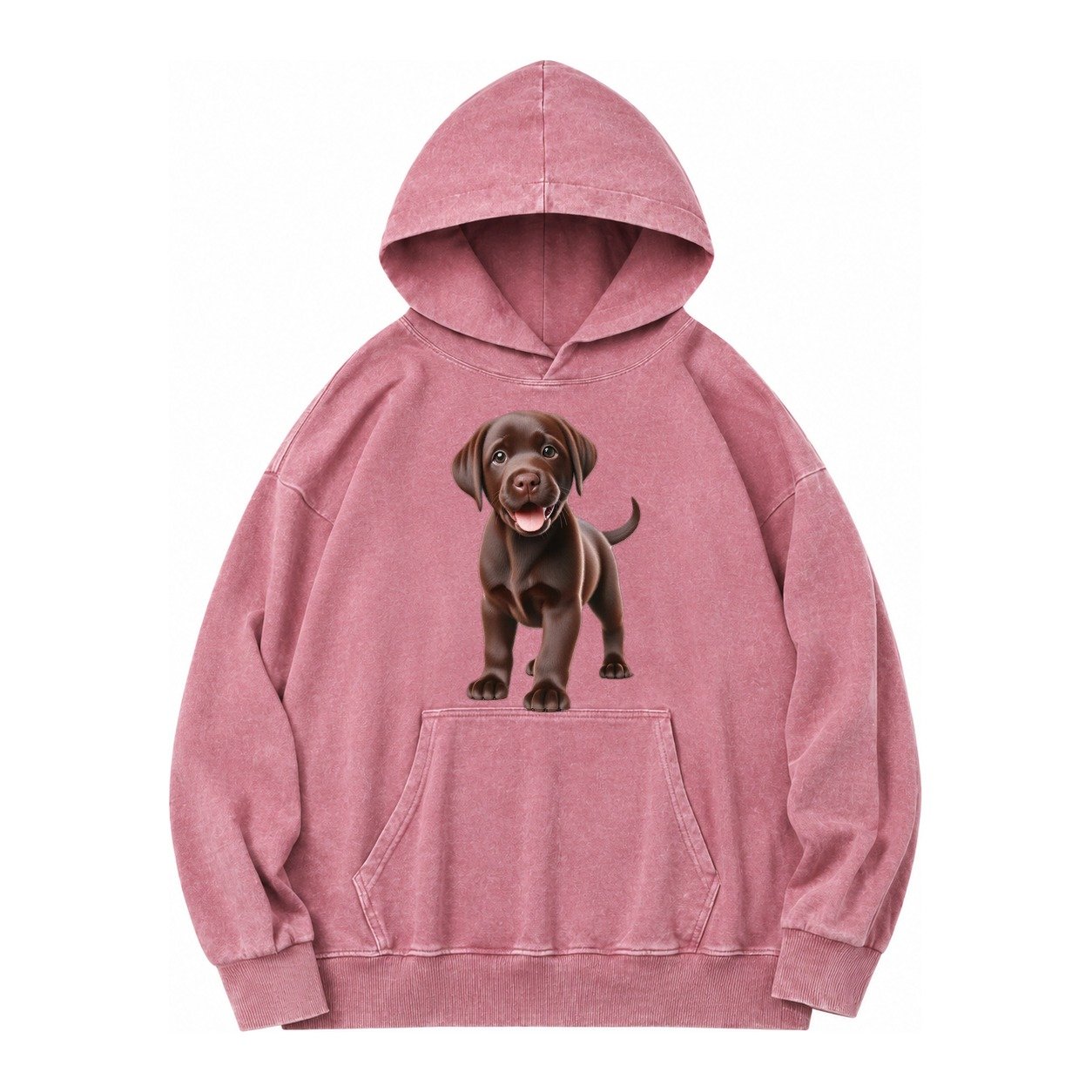Chocolate Labrador Vintage Washed Hoodie – Dusty Rose