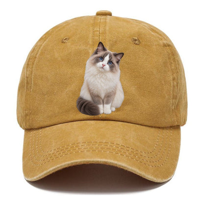 Ragdoll Seated Portrait Realistic Cat Portrait Classic Cap – Golden Harvest