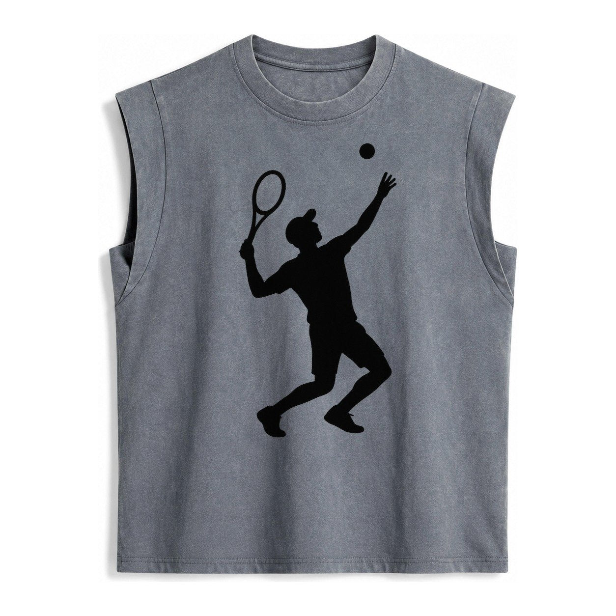 Tennis Player Serving Powerful Shot Vintage Washed Tank – Grey