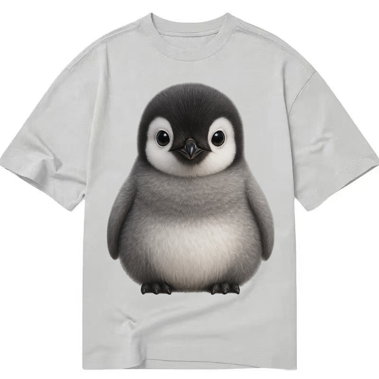 Baby Adelie Penguin Black And White Round Body Curious Eyes Classic T-shirt – Grey