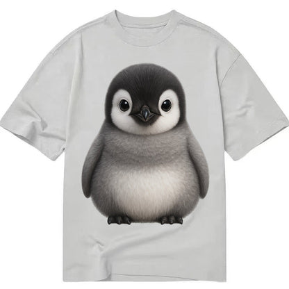 Baby Adelie Penguin Black And White Round Body Curious Eyes Classic T-shirt – Grey