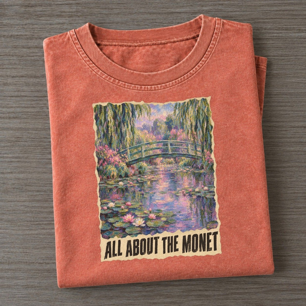 All About The Monet Lily Pond Art Pun Vintage T-shirt – Terracotta