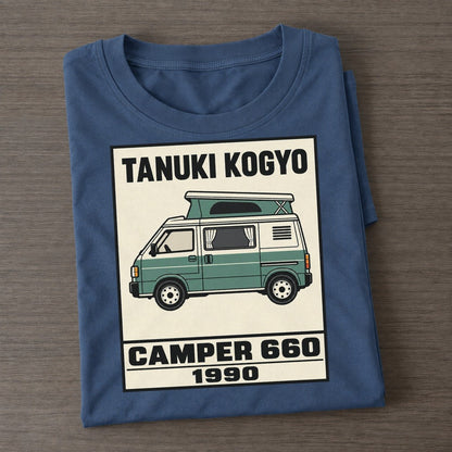 Tanuki Camper Showa Speed Plates Classic T-shirt – Twilight Navy