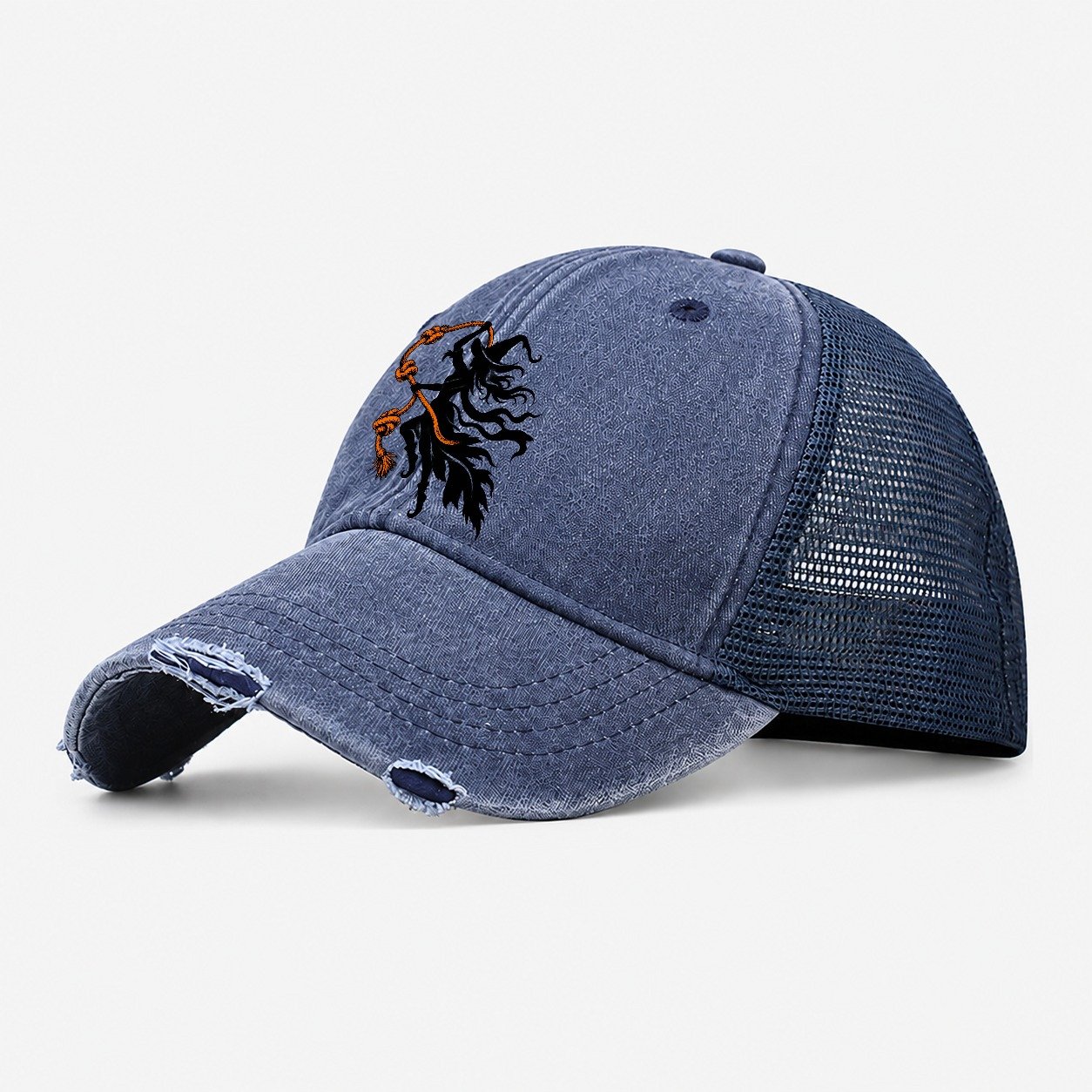 Sea Witch Wind Knots Witch Magic Washed Trucker Hat – Navy