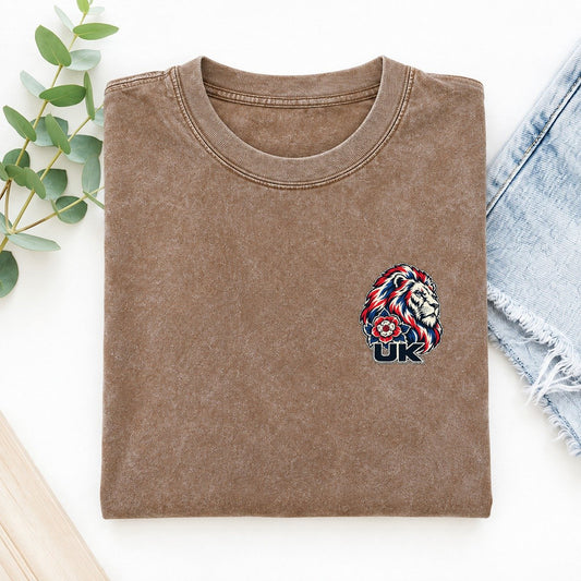 United Kingdom Country Pride Left Chest Vintage T-shirt – Brown