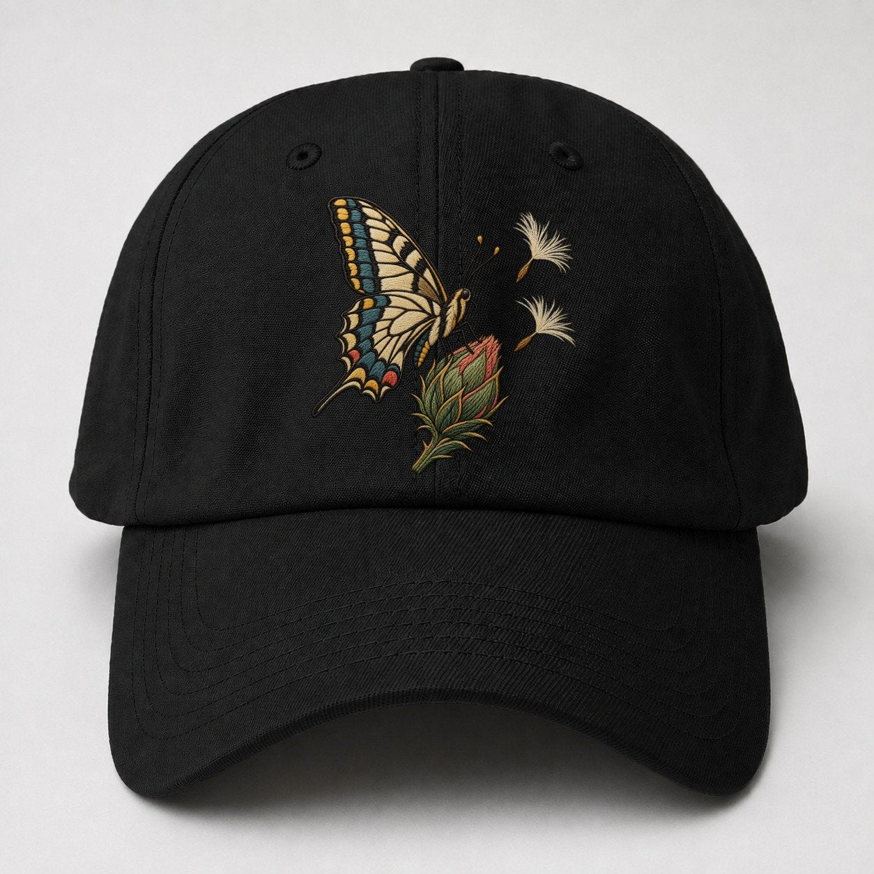 Swallowtail Thistle Rest Gentle Wild Baseball Cap – Black