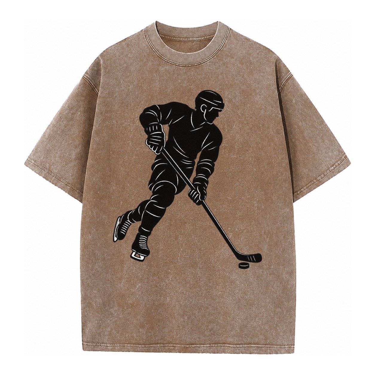 Ice Hockey Player Vintage T-shirt – Brown
