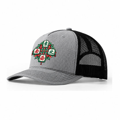 Four Winds Mahjong Game Night Trucker Hat – Sport Grey Black