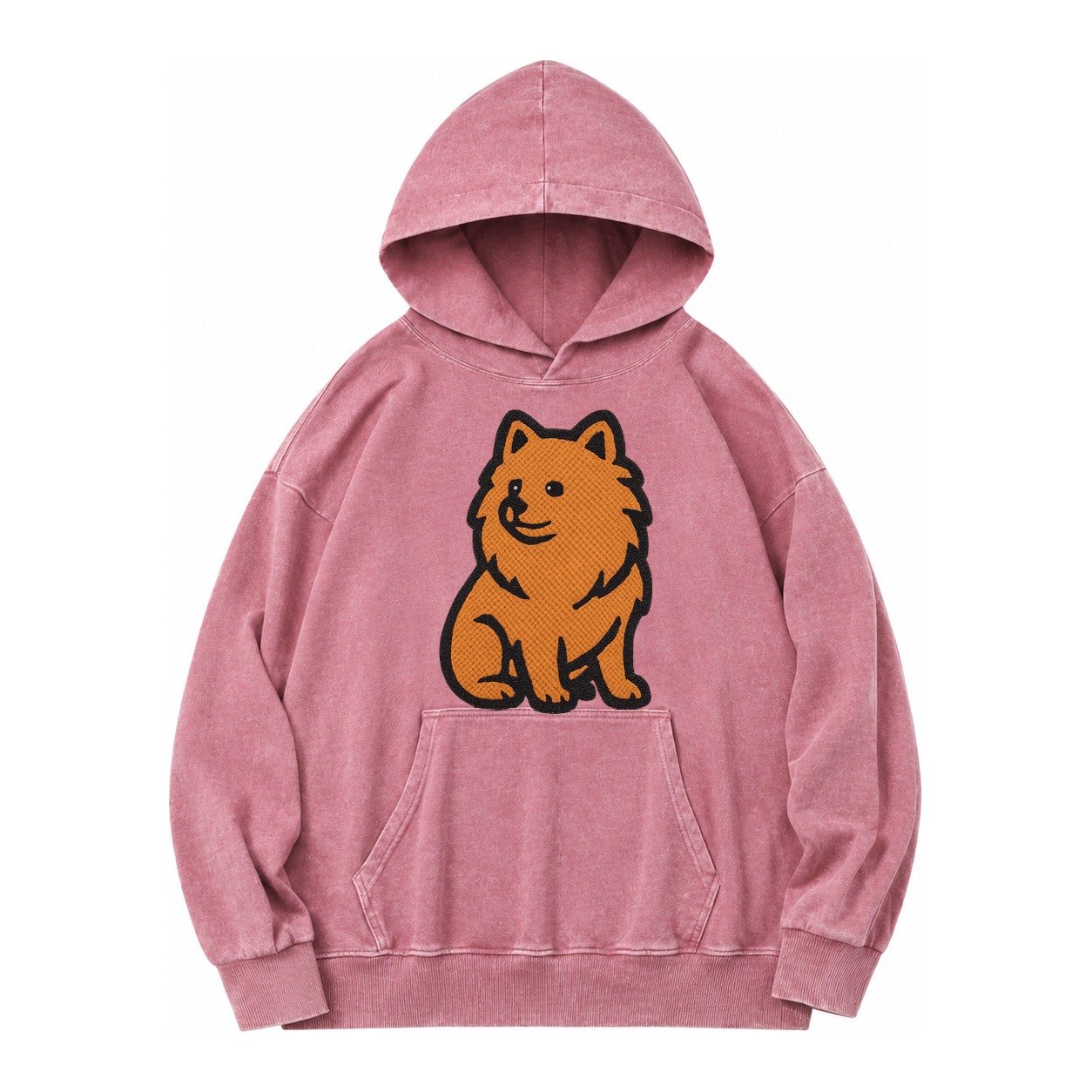 Pomeranian Orange Fluffy Charm Vintage Washed Hoodie – Dusty Rose