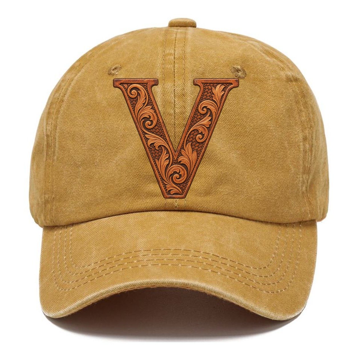 Tooled Leather V Monogram Classic Cap – Golden Harvest