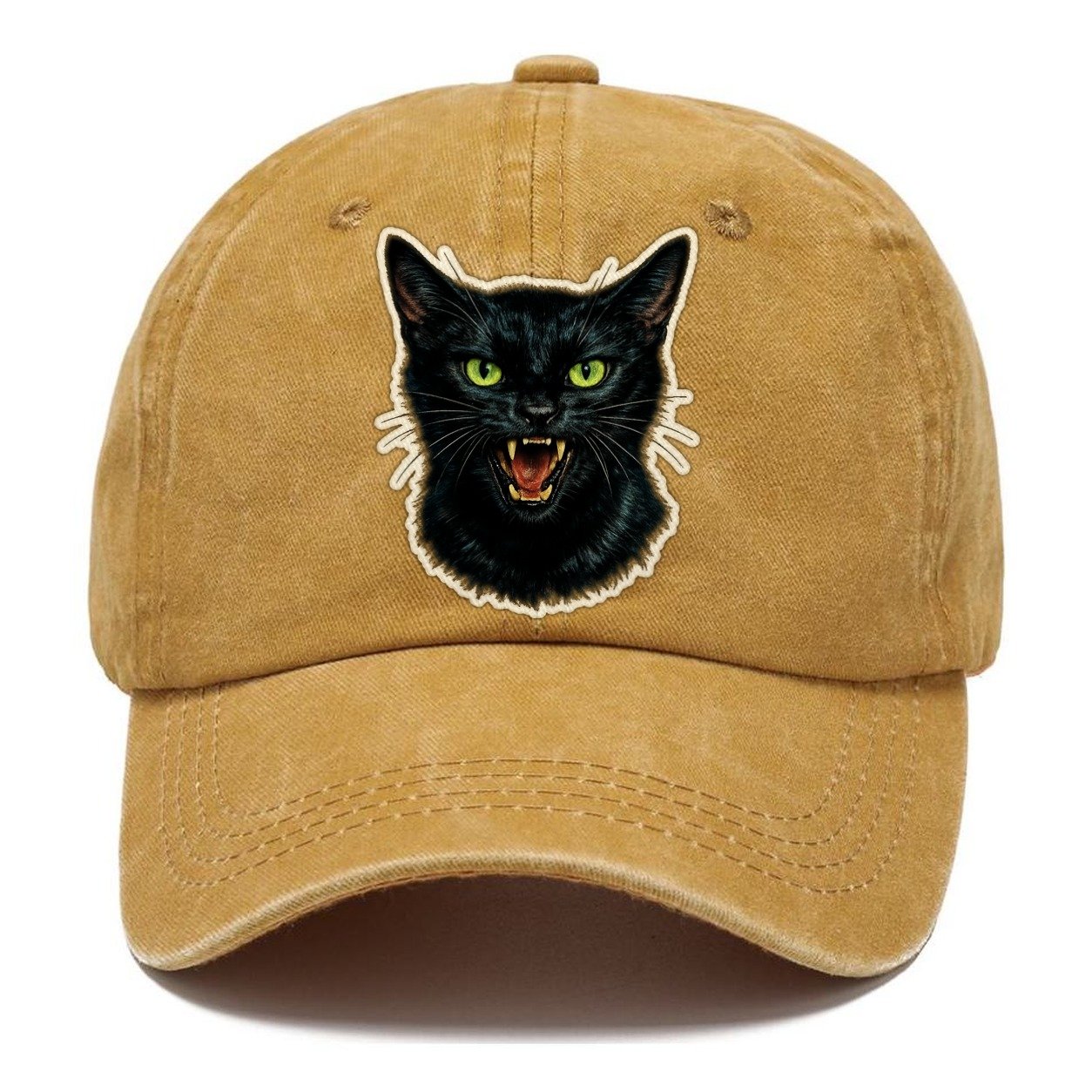 Hissing Green Eyed Black Cat Classic Cap – Golden Harvest