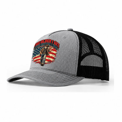 The Older I Get The Better I Was Old Man Strong Trucker Hat – Sport Grey Black