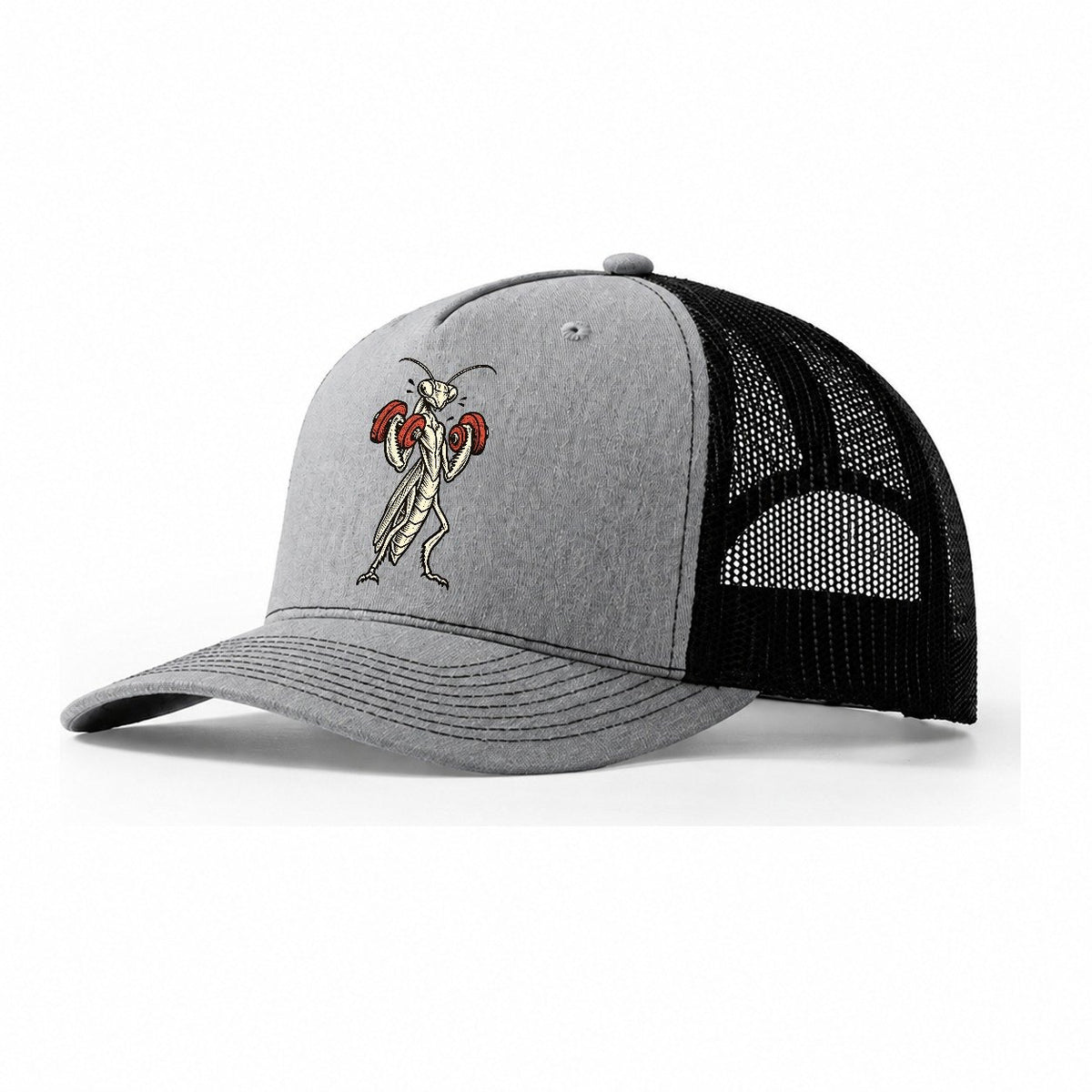 Mantis Double Curl Animal Lifters Trucker Hat – Sport Grey Black
