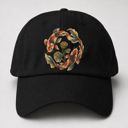 Koi Around Lotus Seedpod Gentle Wild Baseball Cap – Black