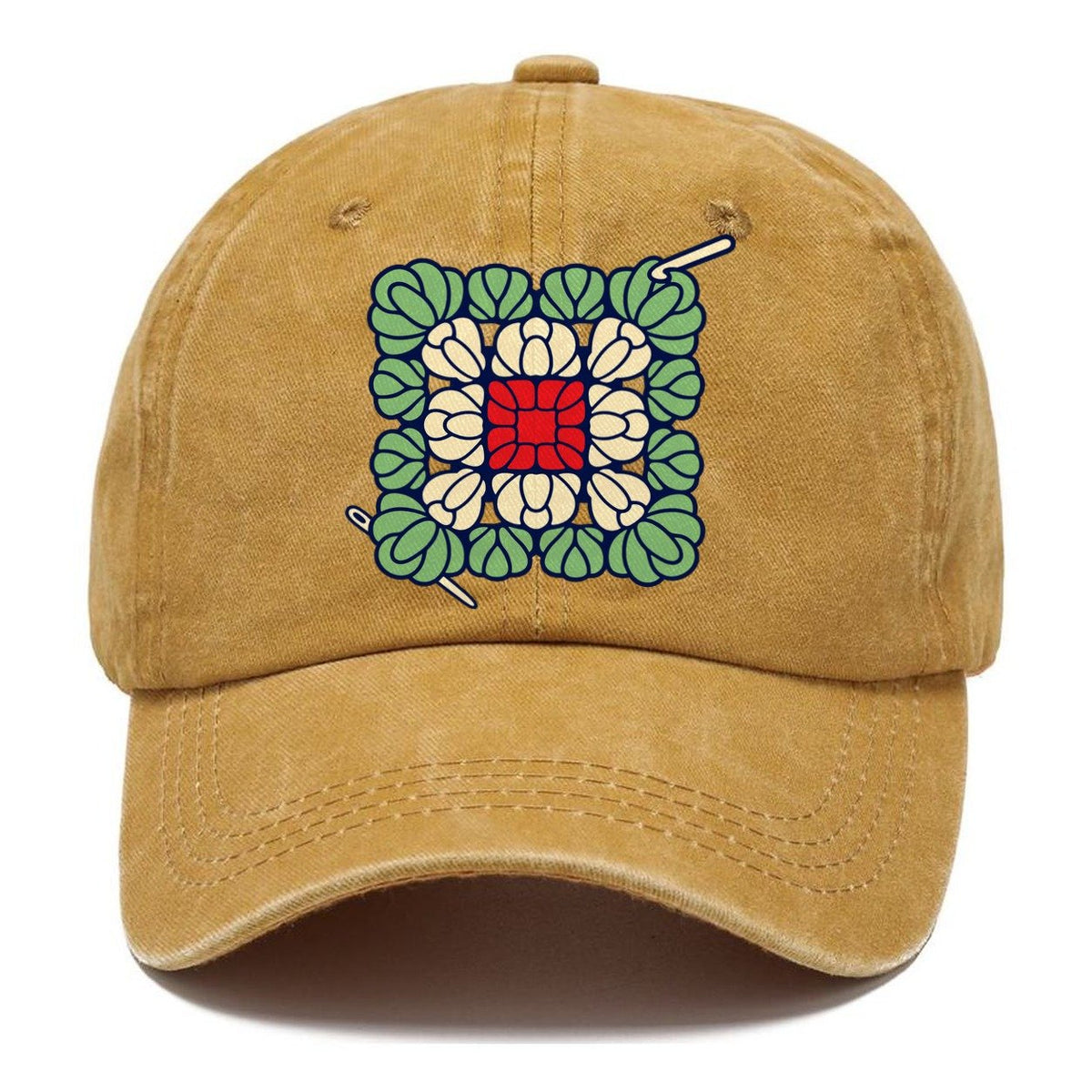 Granny Square Mosaic Yarn Crafts Classic Cap – Golden Harvest