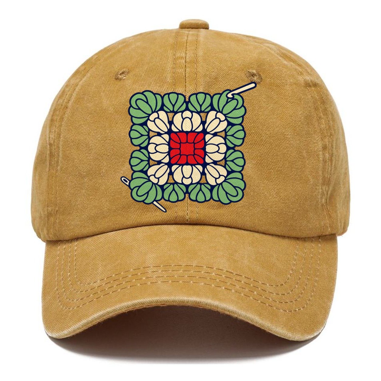 Granny Square Mosaic Yarn Crafts Classic Cap – Golden Harvest