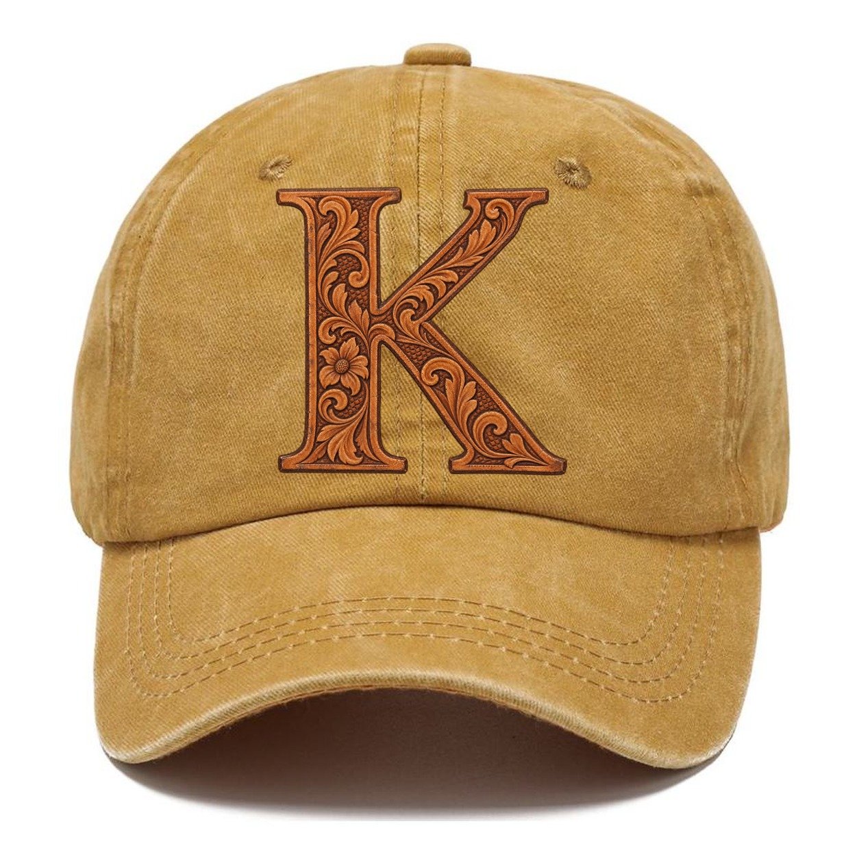 Tooled Leather K Monogram Classic Cap – Golden Harvest