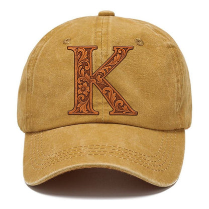 Tooled Leather K Monogram Classic Cap – Golden Harvest