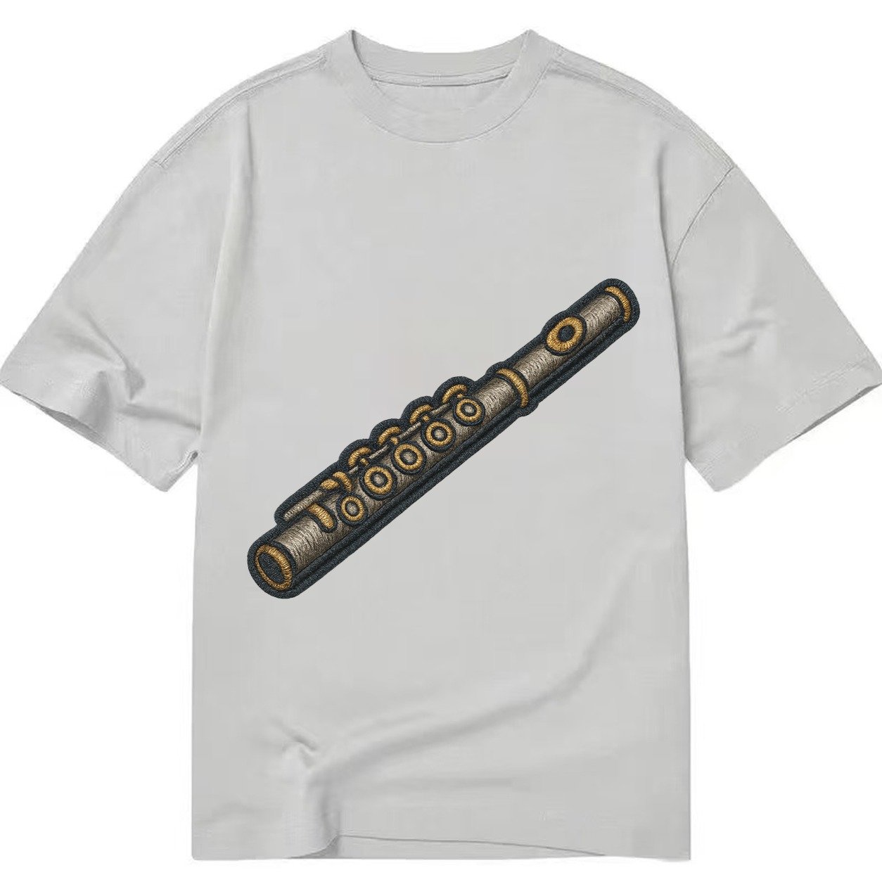 Flute Silver Flute With Keys And Embouchure Hole Classic T-shirt – Grey