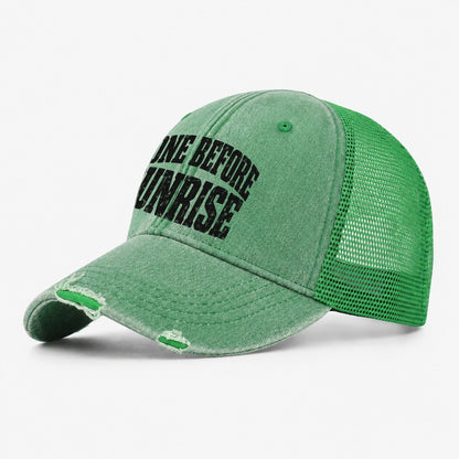 Gone Before Sunrise Fishing Club Washed Trucker Hat – Ink Green
