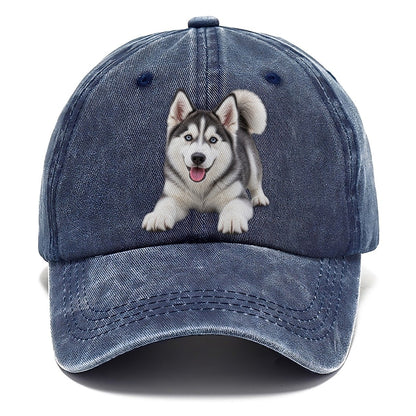 Siberian Husky Play Bow Top Breeds Classic Cap – Twilight Navy