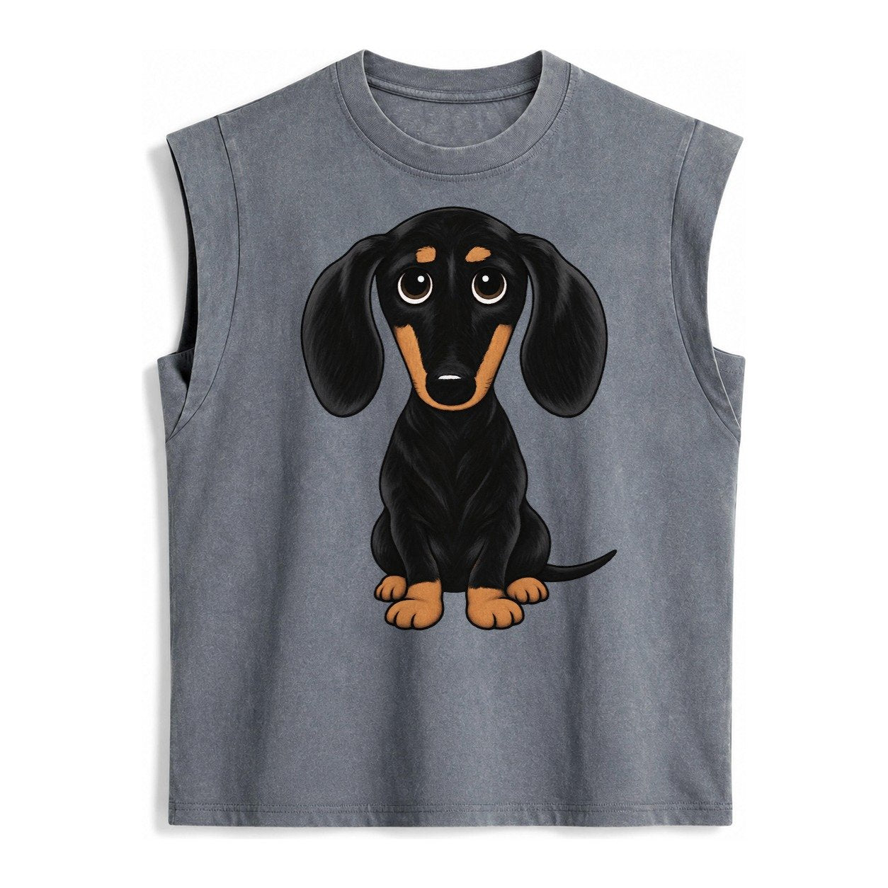 Retro Dachshund Vintage Washed Tank – Grey