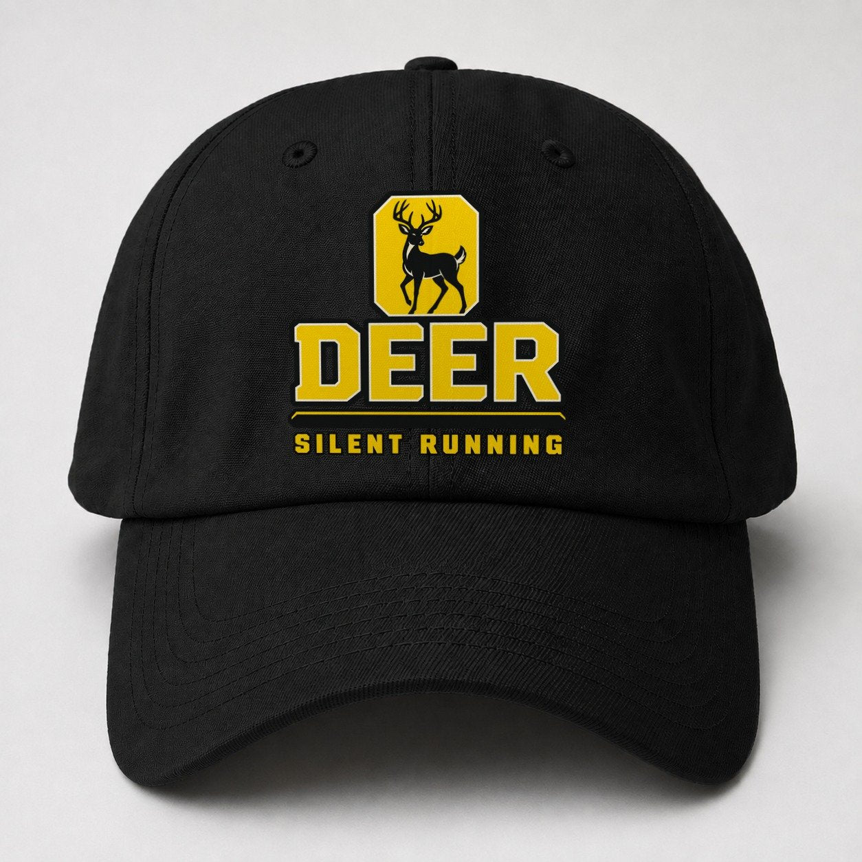 Deer Silent Running Heavy Duty Baseball Cap – Black