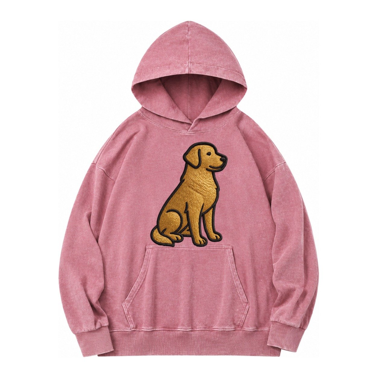 Golden Retriever Contemporary Geometri Vintage Washed Hoodie – Dusty Rose
