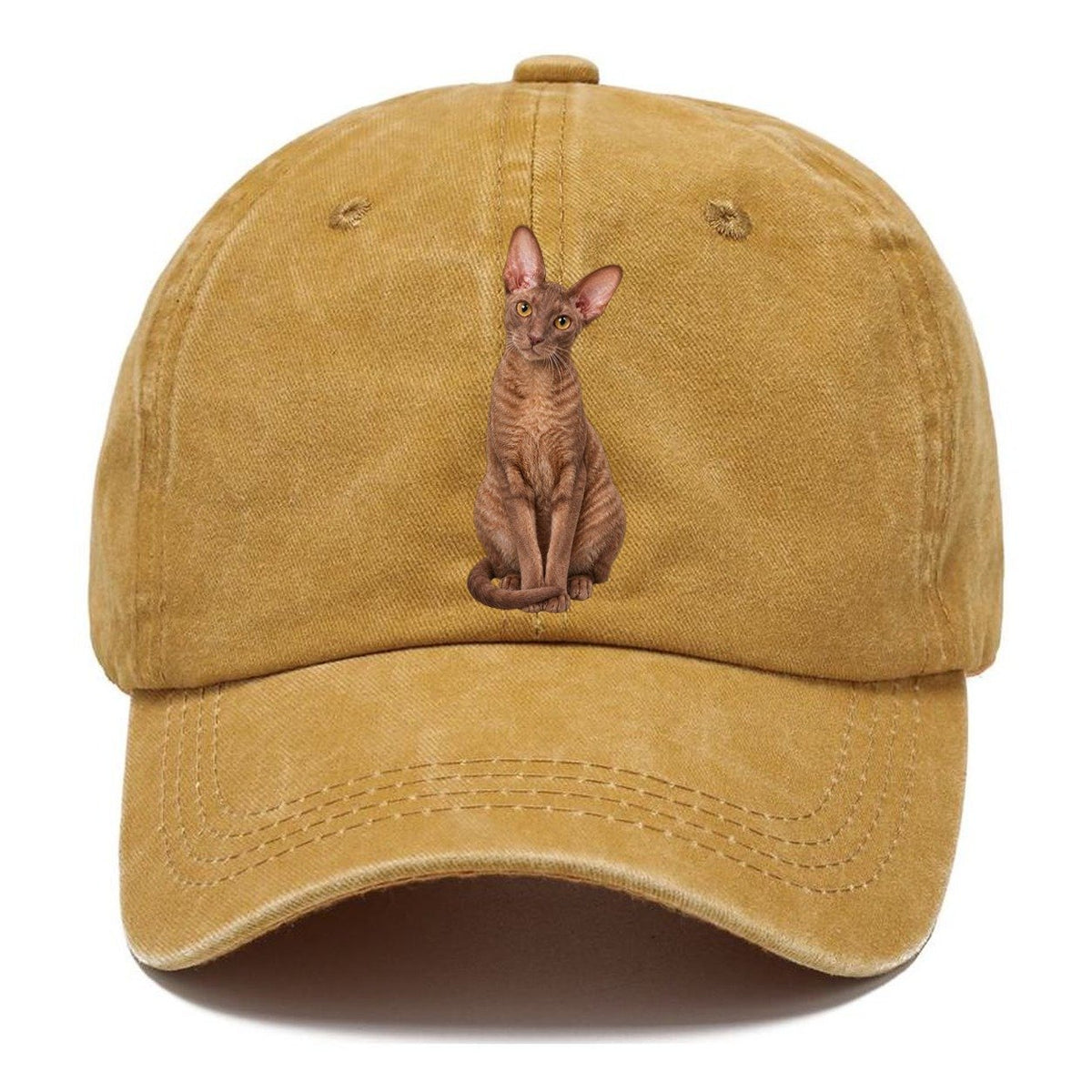 Cornish Rex Seated Portrait Realistic Cat Portrait Classic Cap – Golden Harvest