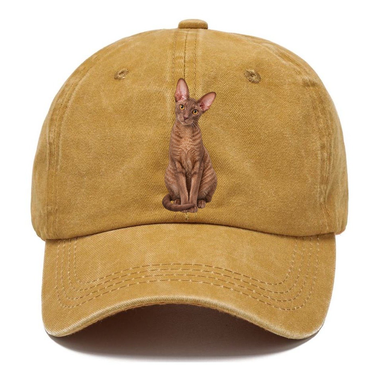 Cornish Rex Seated Portrait Realistic Cat Portrait Classic Cap – Golden Harvest