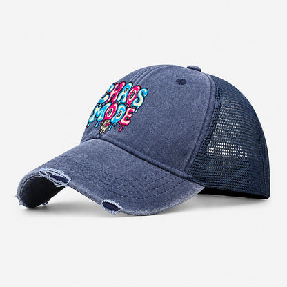 Chaos Mode Crazy Styles Washed Trucker Hat – Navy