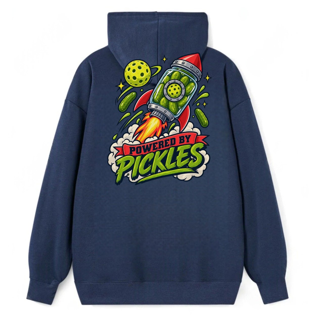 Powered By Pickles Pickleball Life Classic Pullover Hoodie – Navy