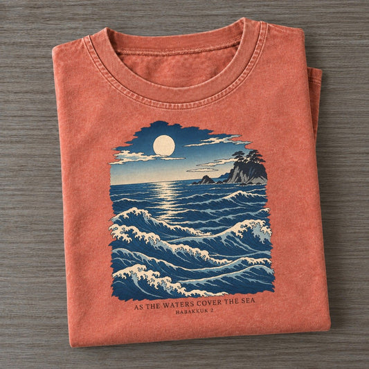 As The Waters Cover The Sea The Great Deep Vintage T-shirt – Terracotta