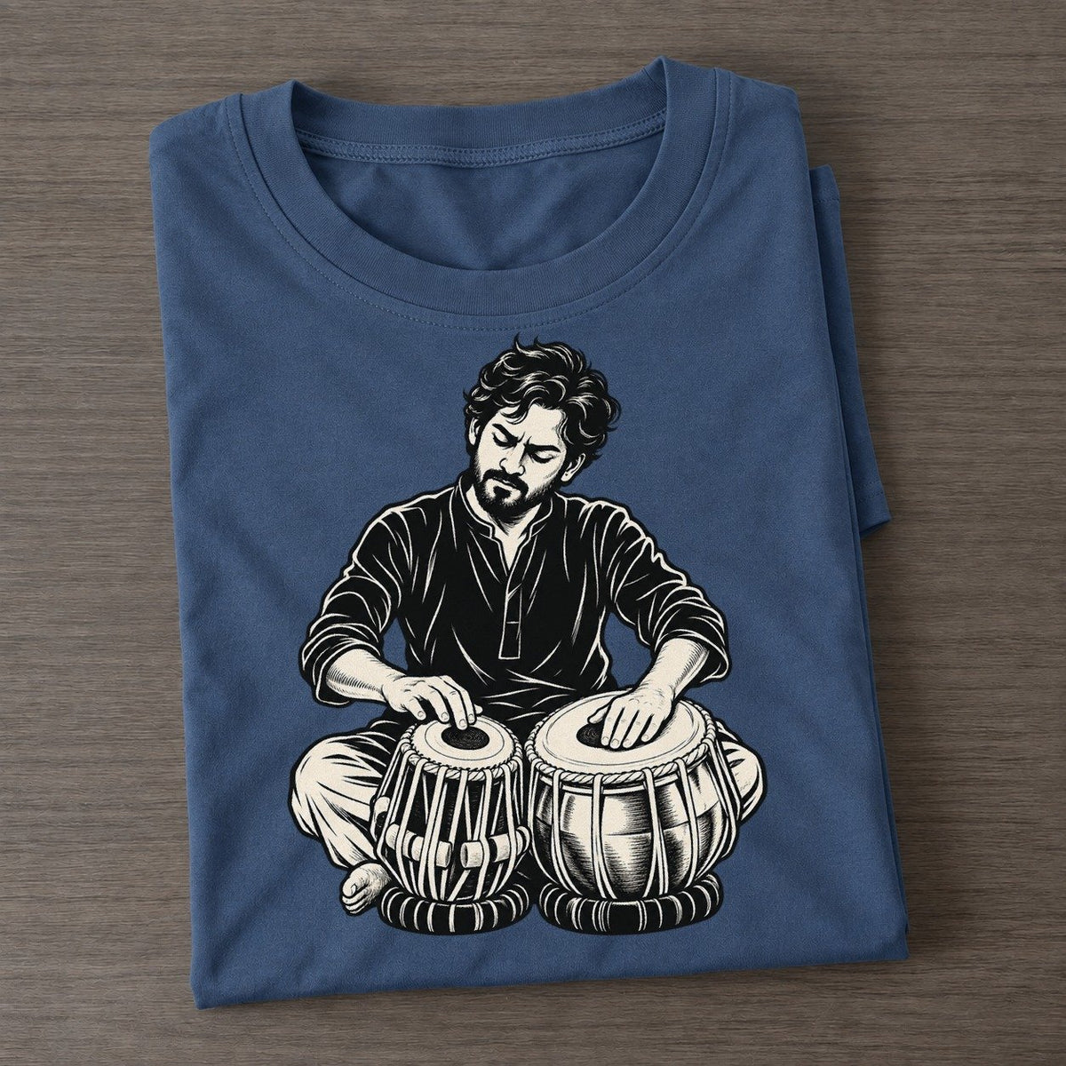 Tabla Player Bass Drum Bend Global Music Ink Figures Classic T-shirt – Twilight Navy