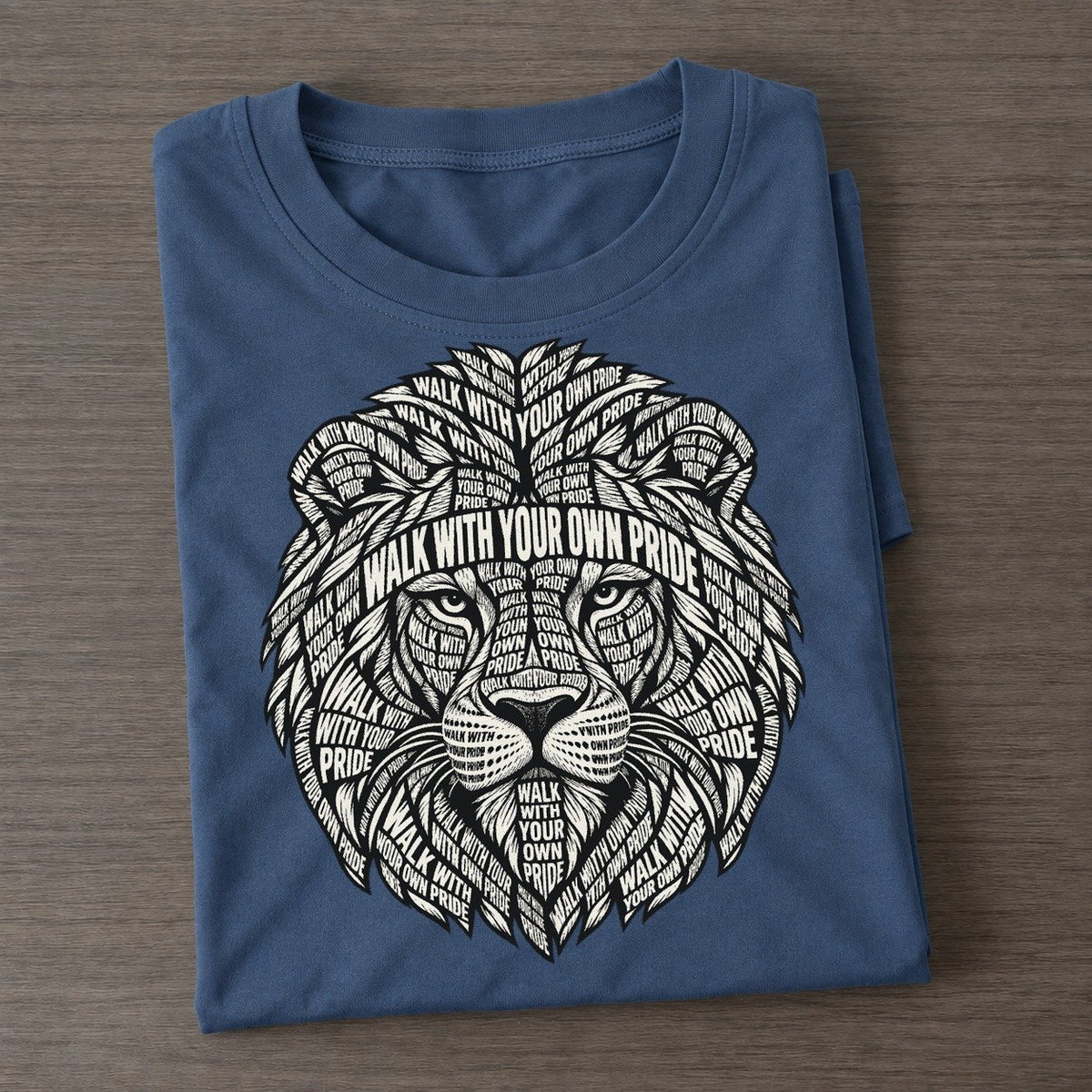 Lion Head Geometry Phrase Silhouette Classic T-shirt – Twilight Navy