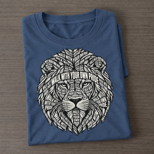 Lion Head Geometry Phrase Silhouette Classic T-shirt – Twilight Navy