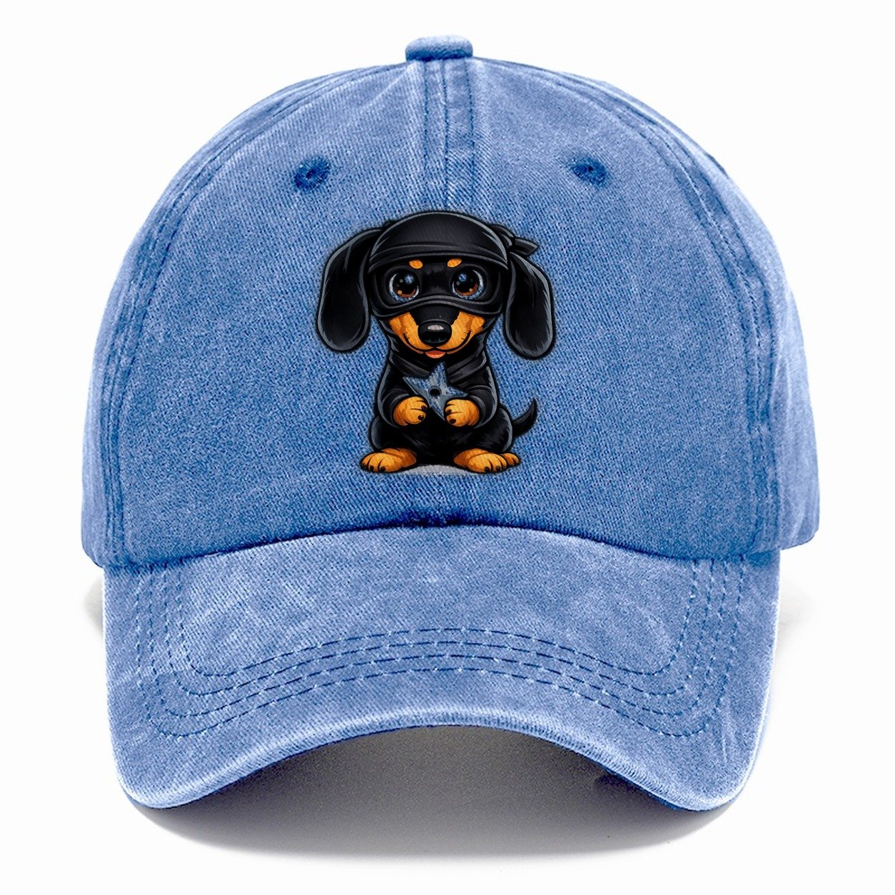 Ninja Dachshund Throwing Star Classic Cap – Summer Sky