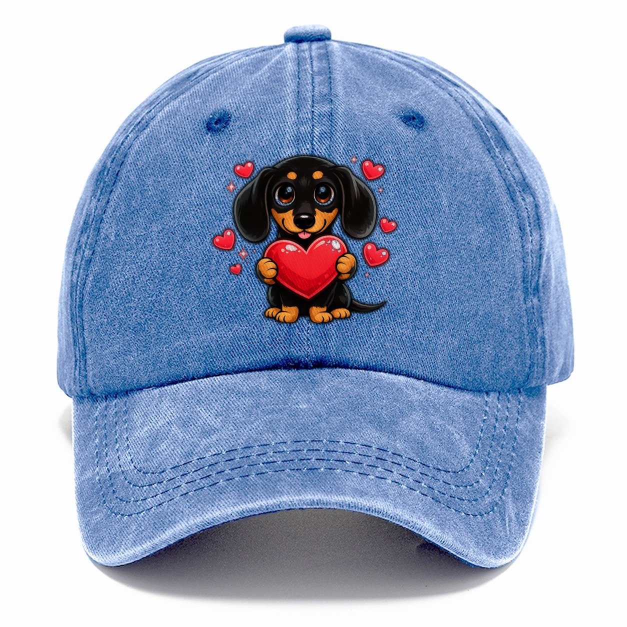 Dachshund Valentine Card Hearts Classic Cap – Summer Sky