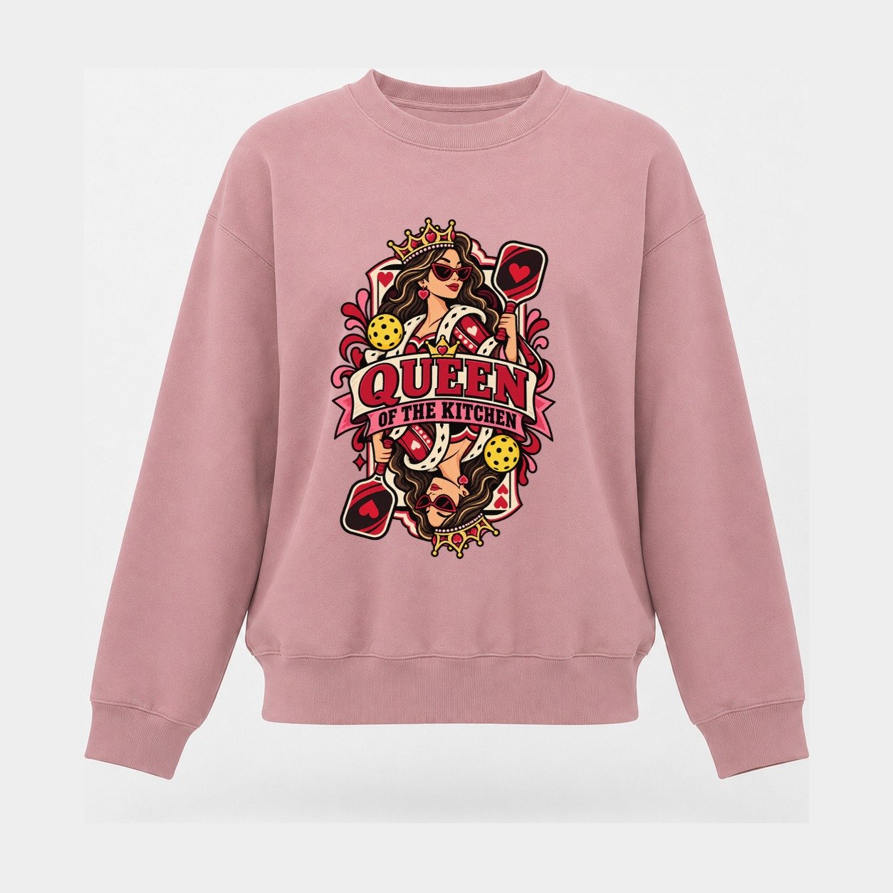 Queen Of The Kitchen Pickleball Life Women's Crewneck Sweatshirt – Pink