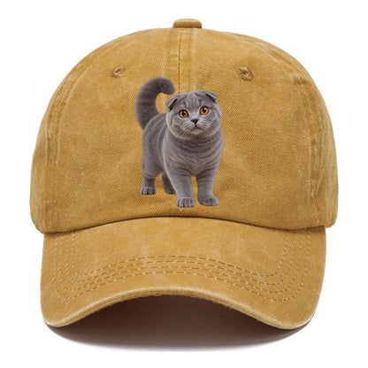 Scottish Fold Standing Three Quarter Realistic Cat Portrait Classic Cap – Golden Harvest