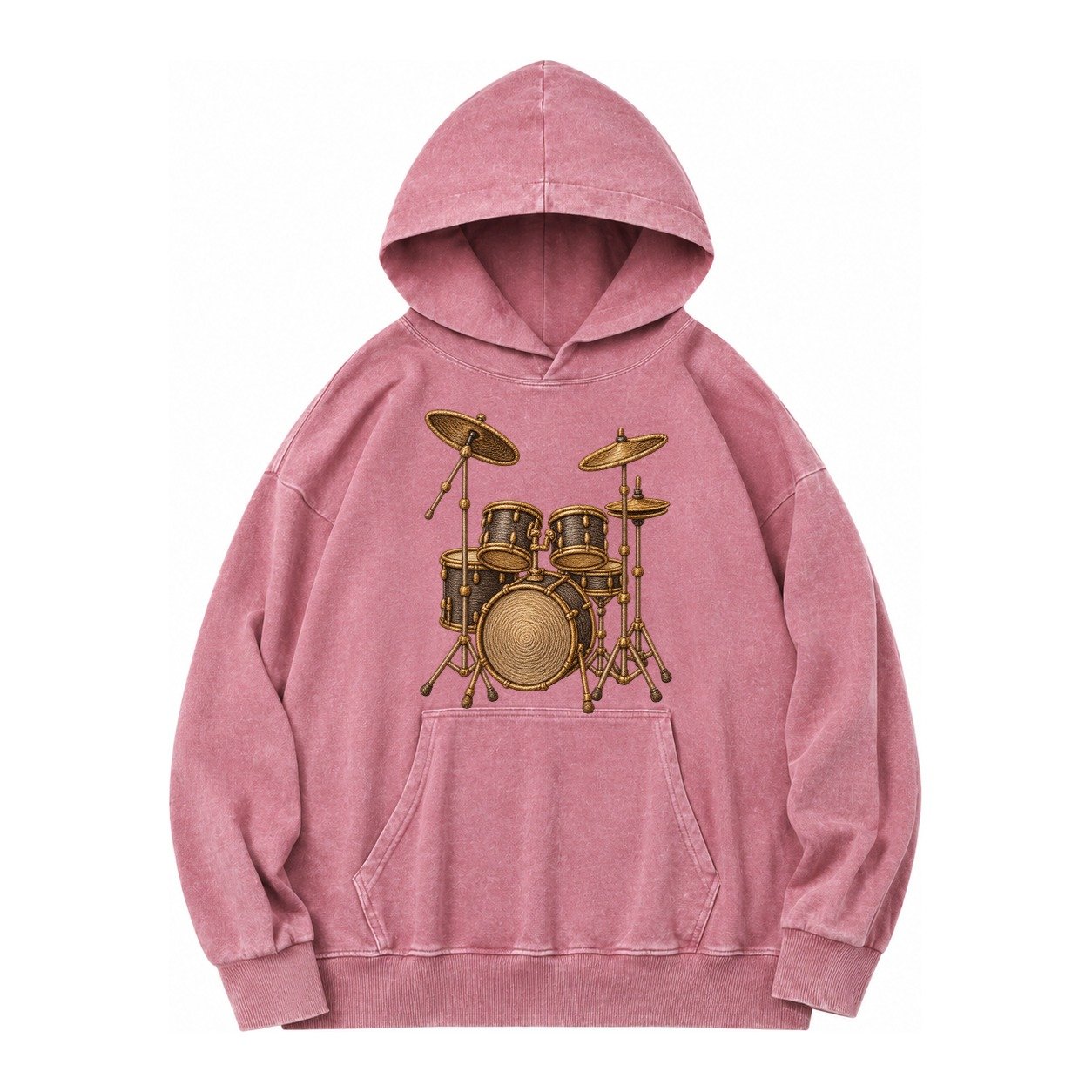 Drum Kit Vintage Washed Hoodie – Dusty Rose
