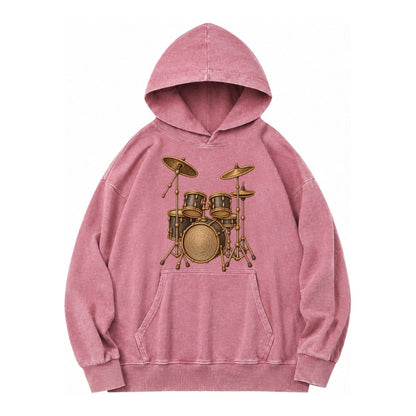 Drum Kit Vintage Washed Hoodie – Dusty Rose